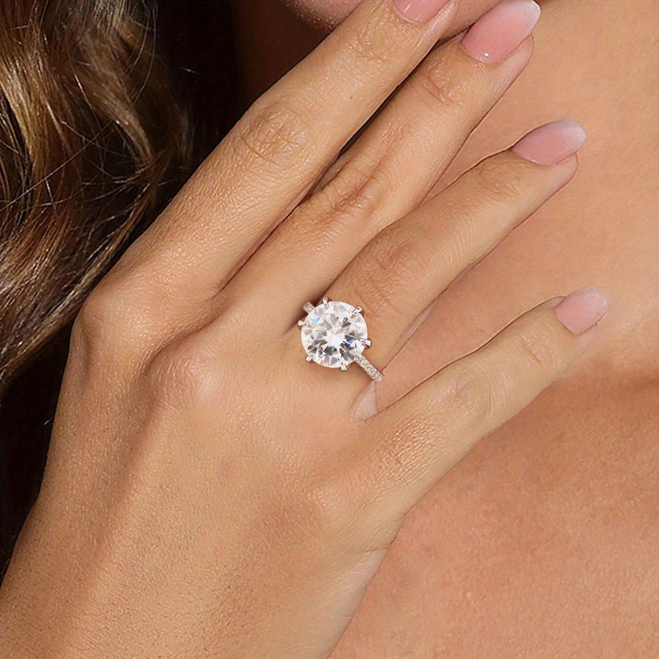 Women's 5 Carat Moissanite Classic Six-Claw Ring, Luxurious Gift